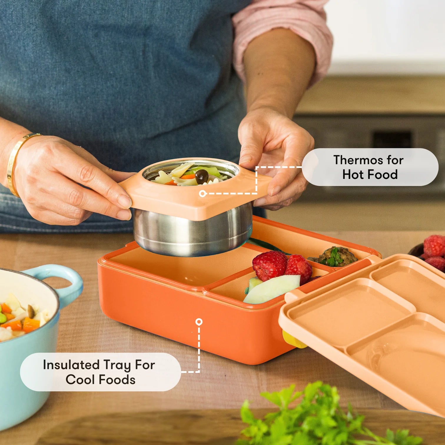 OmieBox hot & cold - Lunchbox s vyberateľnou termonádobou Poppy Orange