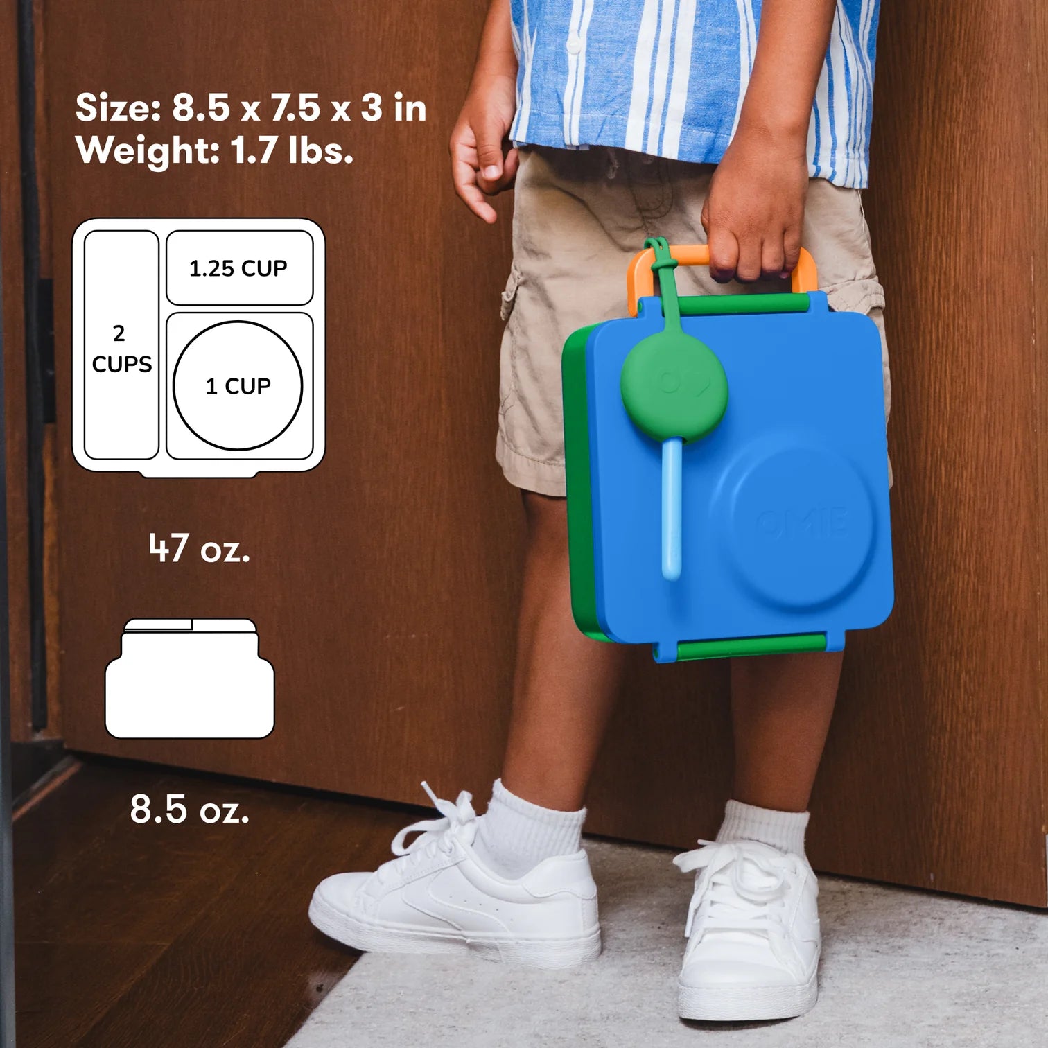 OmieBox hot & cold - Lunchbox s vyberateľnou termonádobou Monster Blue