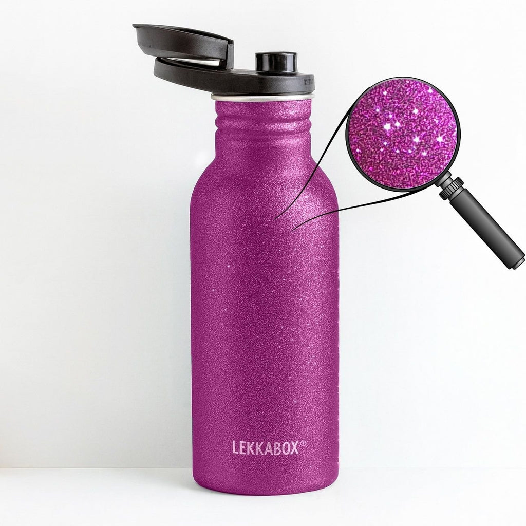 Lekkabox GO 500ml - ľahká nerezová fľaša - ružová s trblietkami