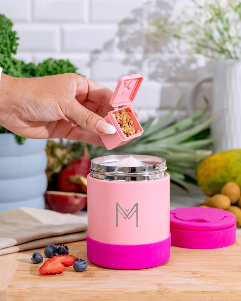 MontiiCo termoska na jedlo 400ml Jahoda