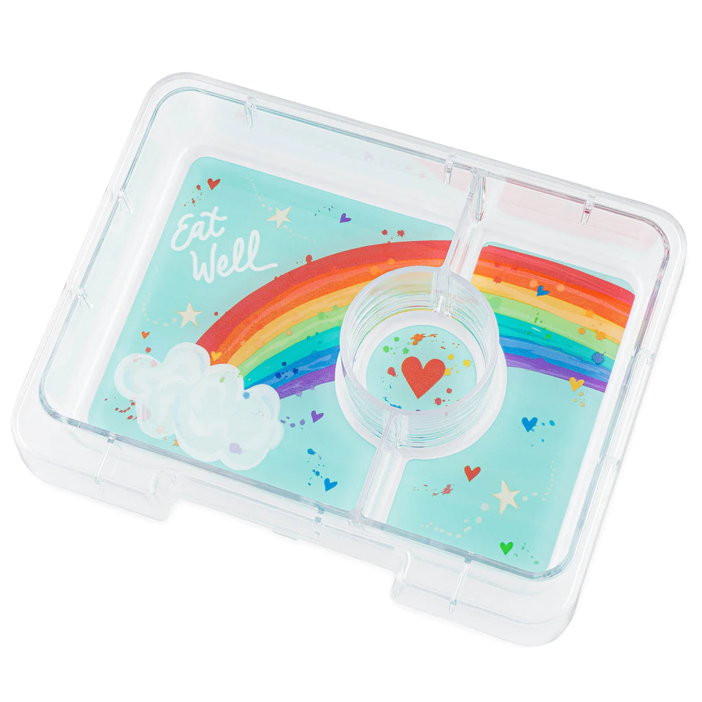 Yumbox Snack 3 oddelenia pravá modrá s potlačou (obláčiky)