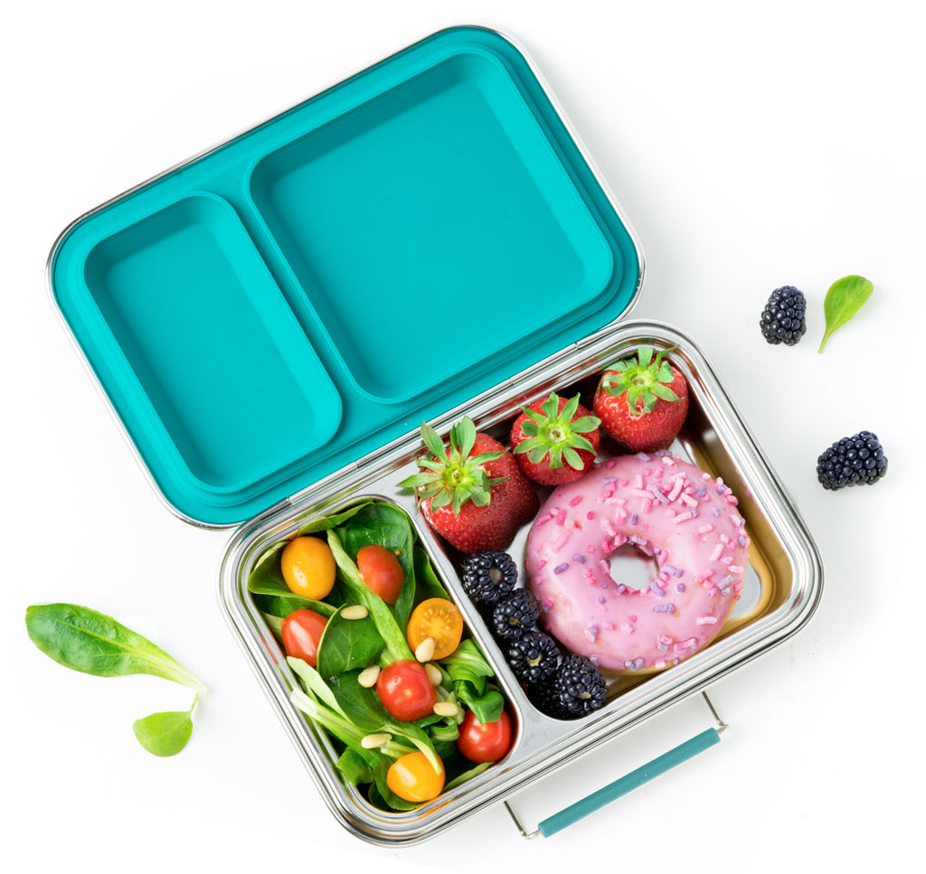 Lekkabox DUO - nerezový box s 2 oddeleniami - petrolejová