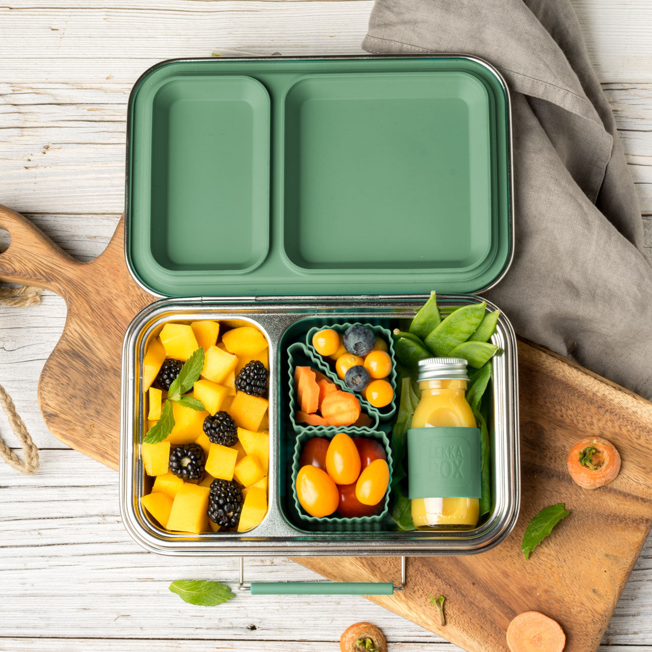 Lekkabox DUO - nerezový box s 2 oddeleniami - les
