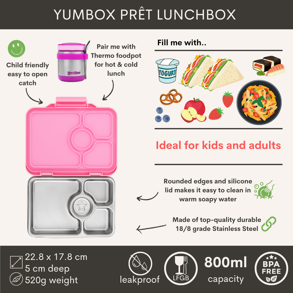 Yumbox Prêt  nerez 4 oddelenia - versaillská ružová
