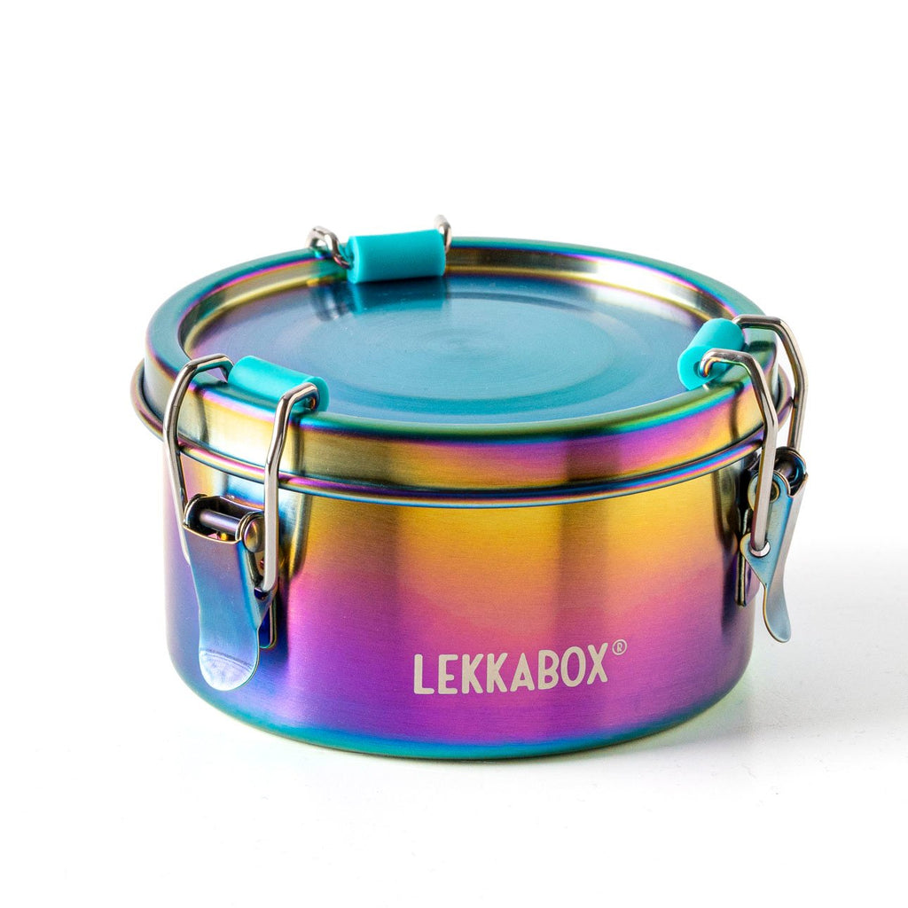 Nepriepustná nerezová dóza Lekkabox Clipsy 400ml - dúhová