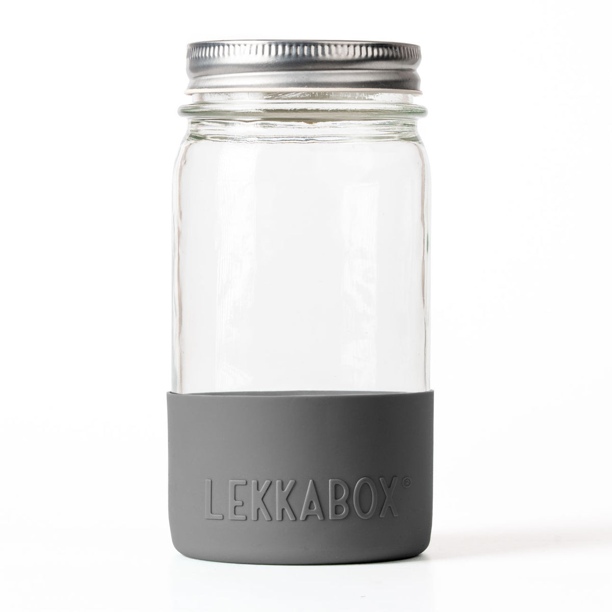 Lekkabox Meal Prep - sklenená nádoba s viečkom so silikónovým chráničom  500ml sivá
