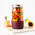 Lekkabox Meal Prep - sklenená nádoba s viečkom so silikónovým chráničom  500ml slivka
