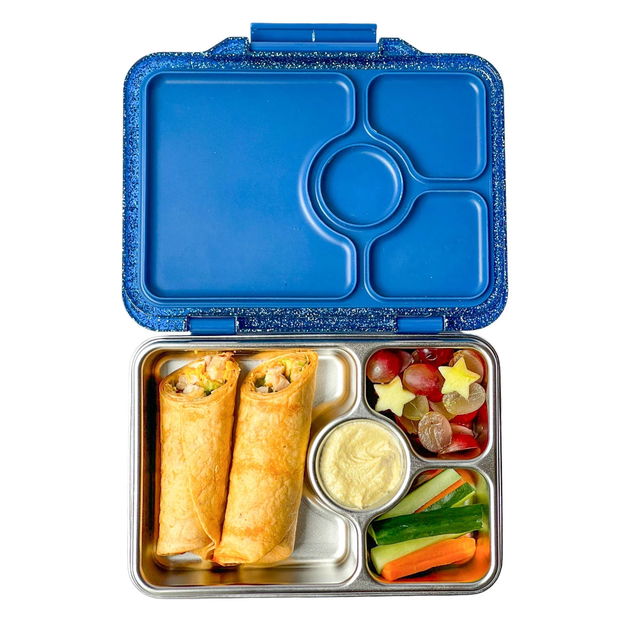 Yumbox Prêt  nerez 4 oddelenia - Modrý súmrak s trblietkami