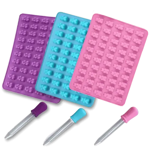 Silikónová forma na gumových medvedíkov s pipetou - ružová