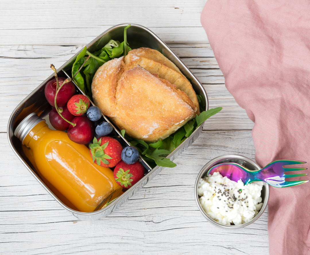 Mini nerezová vidličko-lyžička dúhová