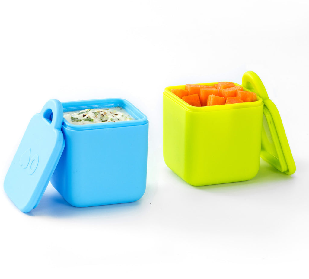 OmieDip - sada 2 silikónových dózičiek modrá a limetková